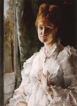 阿爾弗雷德 史蒂文斯 Portrait of a Woman in White